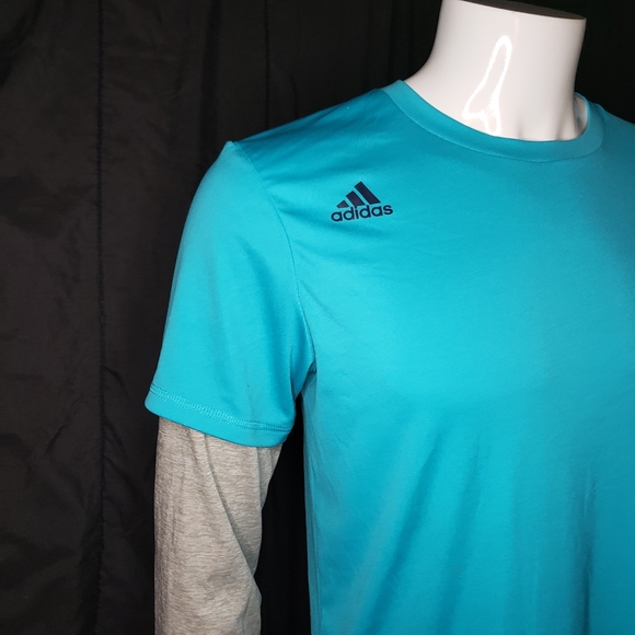 ADIDAS Boys XL (18/20) Logo T - Shirt Turquoise - Picture 3 of 10